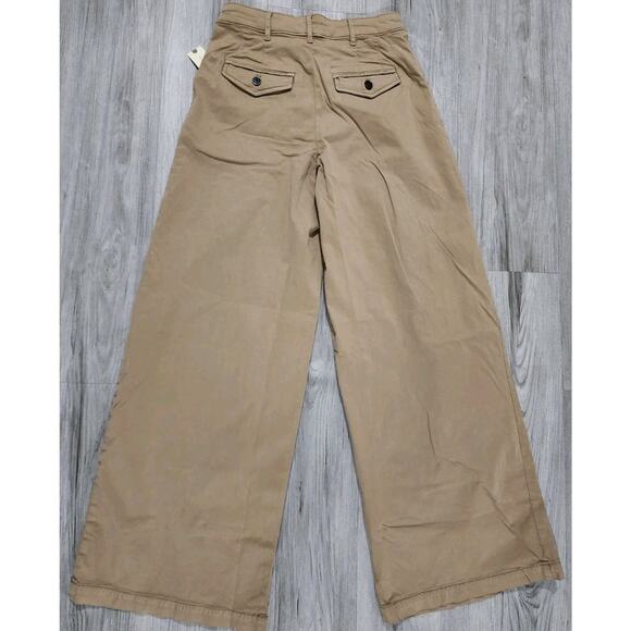 Anthropologie Pants 2 Women's Maeve The Colette Wide Leg Pleated Khaki Nwt $148 - Picture 9 of 13